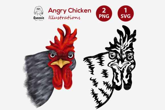 Angry Chicken SVG Farm Animal Graphics & Illustrations