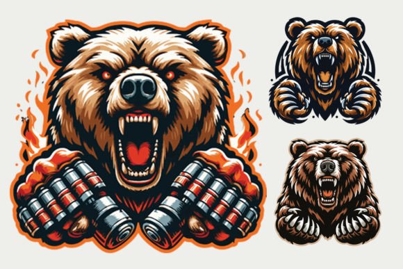 Animal Bear Logo SVG: Retro Graphics & Illustrations for Local Brands