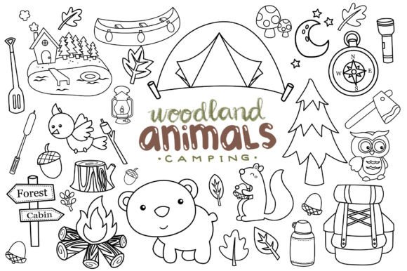 Animal in Camp Clipart: Cute Camping Graphics & Illustrations