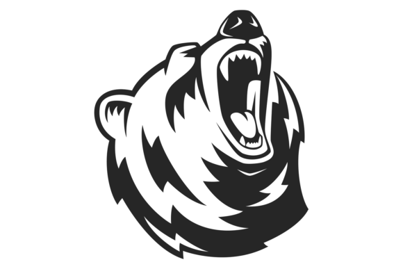 Bear Head Logo. Agressive Animal Black I: Graphics & Illustrations
