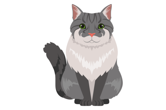 Bobtail Cat Graphics: Fluffy Pet Illustrations
