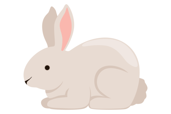 Bunny Animal Graphics: Cute White Rabbit Pet Cart Illustrations