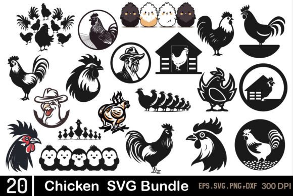 Chicken SVG Bundle: Farm Animal Graphics & Illustrations
