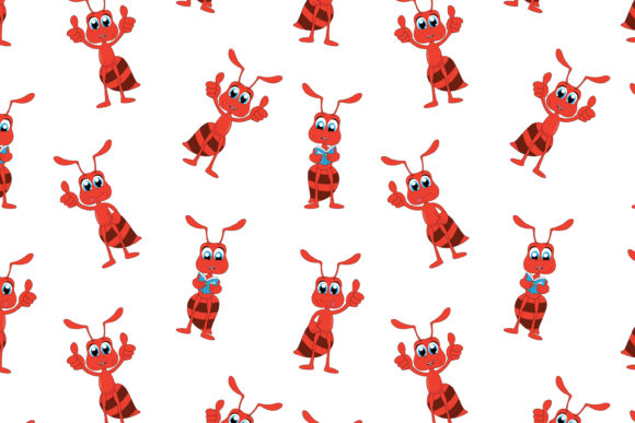 Cute Ant Animal Cartoon Pattern: Graphics & Illustrations