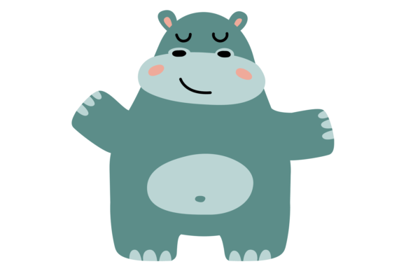 Cute Hippo Graphics: Cheerful Zoo Animal Illustrations