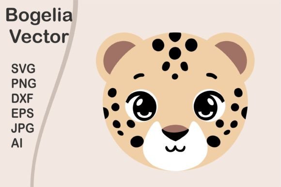 Cute Leopard Face SVG Graphics & Illustrations