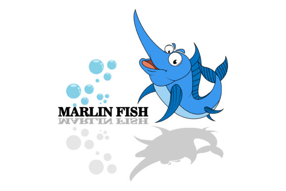 Cute Marlin Fish Animal Cartoon: Friendly Graphics & Illustrations