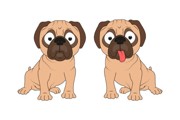 Cute PUG Dog Animal Cartoon Graphics & Illustrations