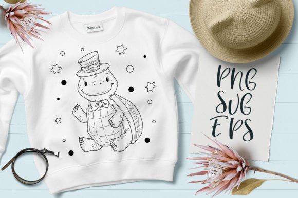 Cute Turtle Happy Baby Animal Graphics & Illustrations