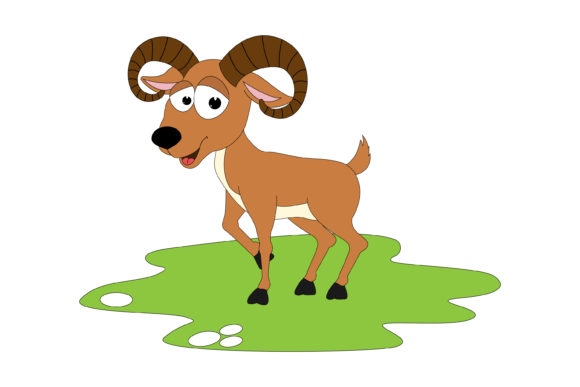 Cute Urial Animal Cartoon Graphics & Illustrations