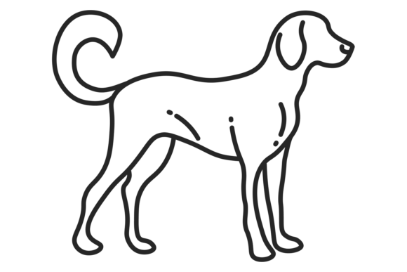 Dog Line Icon. Friendly Pet Animal Symbo: Graphics & Illustrations