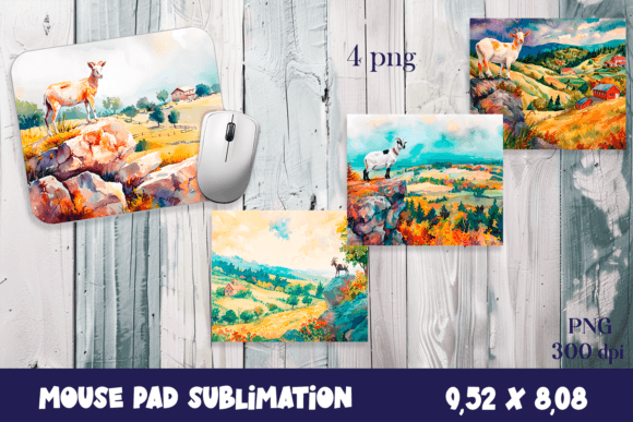 Farm Goat Sublimation Animal Mouse Pad Graphics & Illustrations