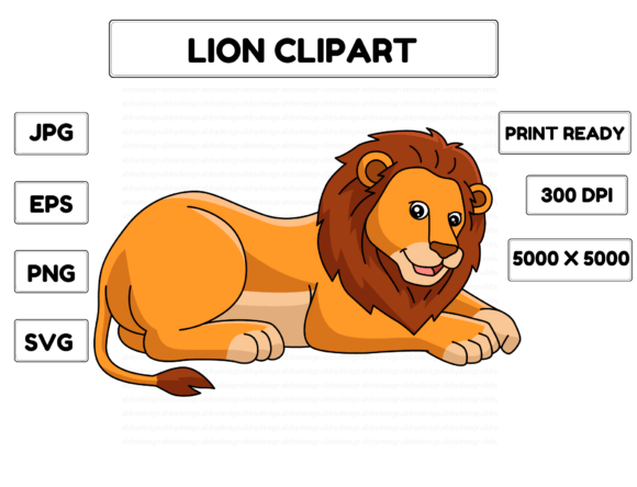 Lion Animal Cartoon Colored Clipart: Graphics & Illustrations