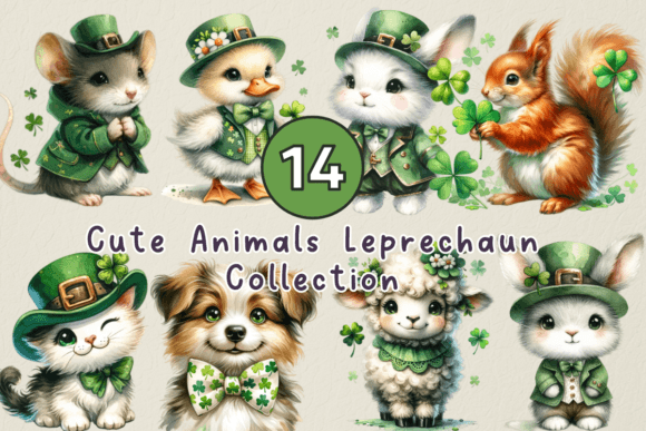 Lucky Charmers Animal Leprechaun Clipart: Graphics & Illustrations