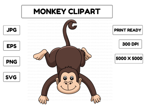 Monkey Animal Cartoon Colored Clipart: Graphics & Illustrations for Real Publishing