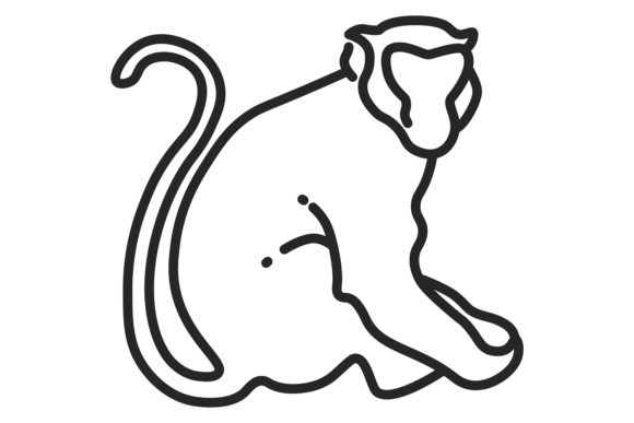 Monkey Line Icon. Jungle Animal. Zoo or