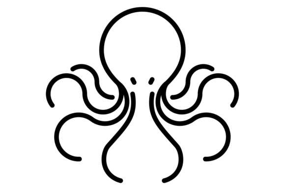 Octopus Linear Symbol: Marine Graphics & Illustrations