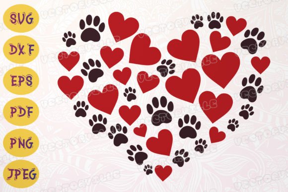 Paw Heart SVG Animal Dog Cat Love Pet Graphics