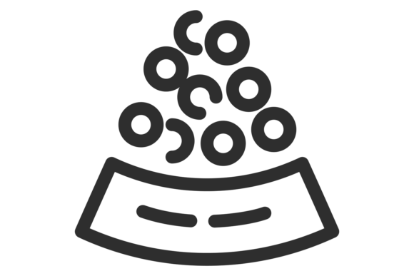 Pet Food in Bowl Line Icon. Animal Nutri Graphics