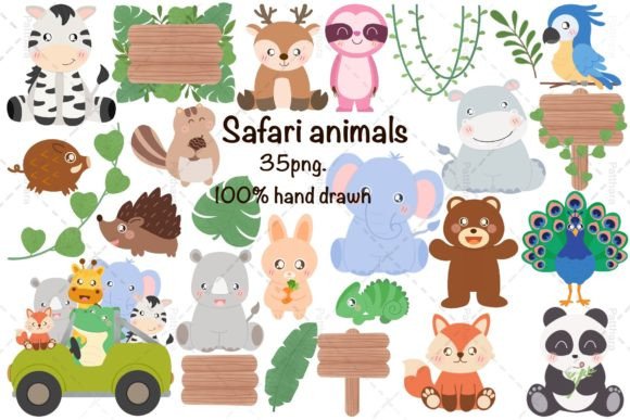 Safari Animals Clipart: Baby Animal PNG Graphics & Illustrations