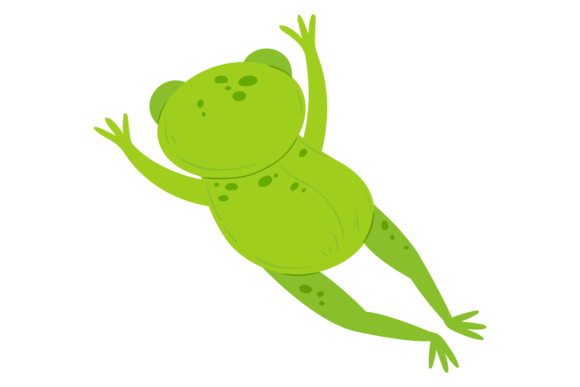 Swimming Frog Top View Graphics & Illustrations