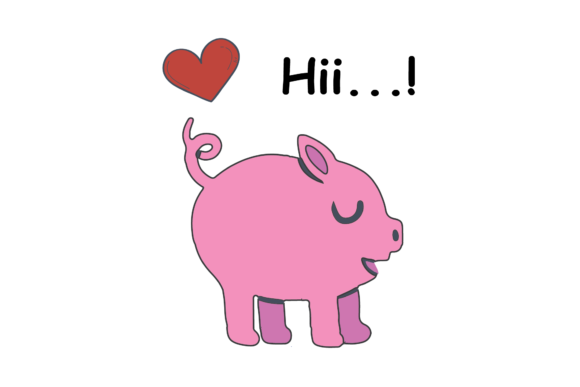Valentines Kissing Animal Oink Pig Graphics & Illustrations