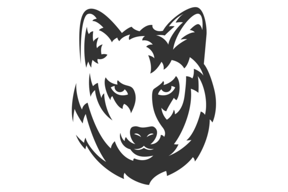 Wolf Portrait Logo: Black Animal Head Graphics & Illustrations
