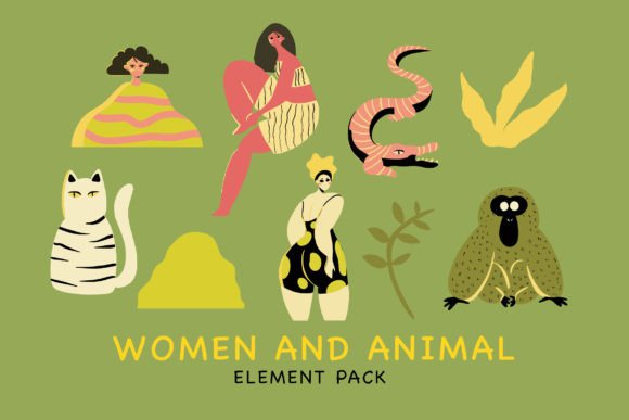 Women and Animal Illustration Pack: Graphics & Illustrations